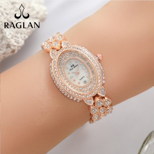 Women'S Fashion Simple Diamond Set Oval Dial Quartz Watch