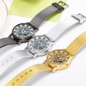 Men'S Business Fashion Casual Round Dial Hollow Transparent Quartz Watch