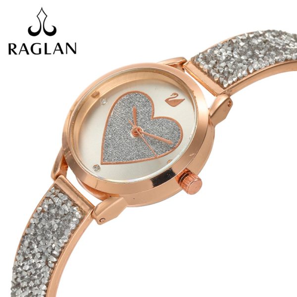 Women'S Fashion Simple Swan Heart Rhinestone Bracelet Watch