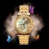 Women'S Fashion Personality Round Dial Rhinestone Butterfly Steel Band Quartz Watch