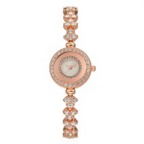 Womens Simple Round Dial Thin Strap Rhinestone Bracelet Watch