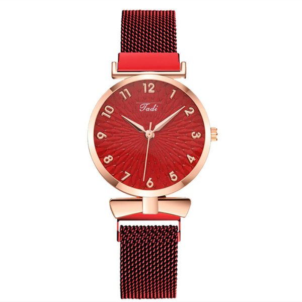 Women'S Casual Fashion Round Dial Stainless Steel Magnetic Buckle Quartz Watch