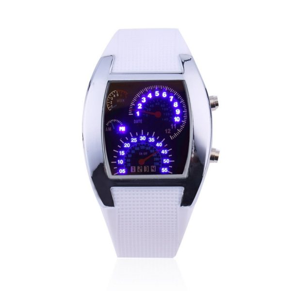 Men'S Fashion Sports Creative Led Fan-Shaped Display Electronic Watch