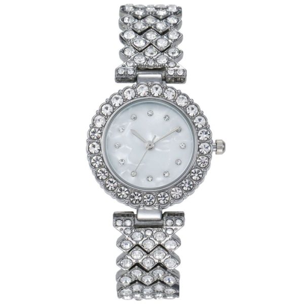 Womens Fashion Diamond Round Dial Quartz Bracelet Watch