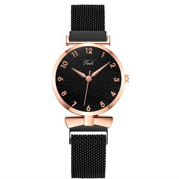 Women'S Casual Fashion Round Dial Stainless Steel Magnetic Buckle Quartz Watch