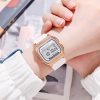 Men'S And Women'S Fashion Casual Trend Gold Electroplating Small Square Electronic Watch