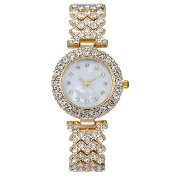 Womens Fashion Diamond Round Dial Quartz Bracelet Watch