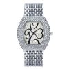 Women'S Fashion Tonneau Shape Full Diamond Large Number Dial Steel Strap Watch