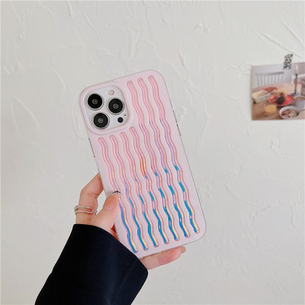 Fashion Simple Wavy Laser Plating Colorful Phone Case