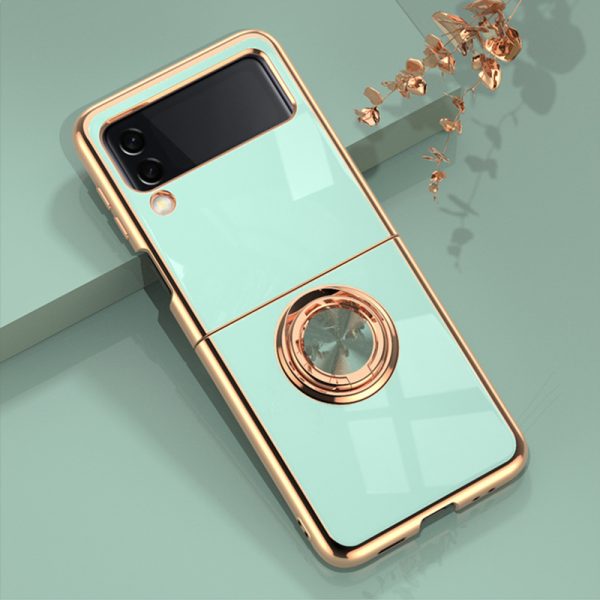 Fashion Personality Solid Color Electroplating Samsung Galaxy Z Flip4 Magnetic Suction Ring Holder Mobile Case