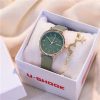 women'S Fashion Casual Preppy Retro round dial Alloy Buckle Quartz Watch