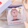 women'S Fashion Casual Preppy Retro round dial Alloy Buckle Quartz Watch