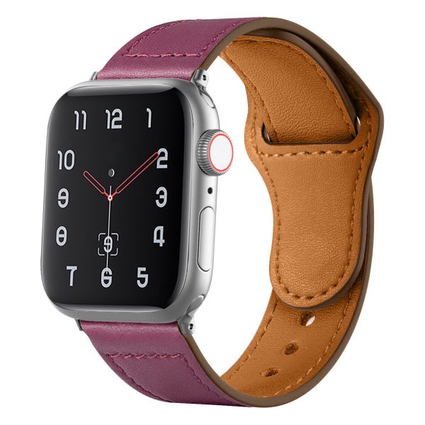 Fashion Simple Solid Color Apple Watch Reverse Buckle Leather Band