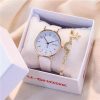 women'S Fashion Casual Preppy Retro round dial Alloy Buckle Quartz Watch