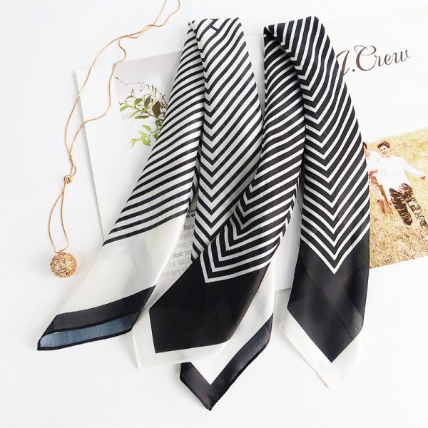 58*58cm New Female Simple Stripe Printed Scarf