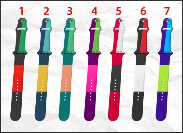 Fashion Rainbow Colorblock Silicone Apple Watch Bands