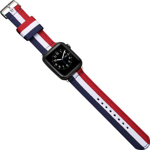 Men'S And Women'S Fashion Three-Color Stripe Apple Watch Canvas Nylon Bands