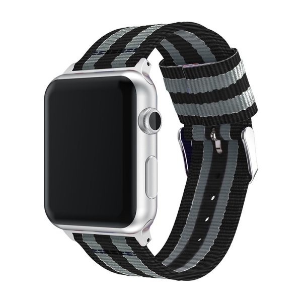 Men'S And Women'S Fashion Three-Color Stripe Apple Watch Canvas Nylon Bands