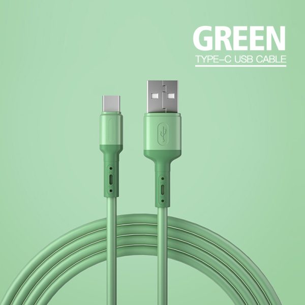 Fast Charging Type C Cable USB C Liquid Soft Silicone Mobile Phone Data Cable