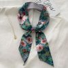 Women Fashion Small Floral Contrast Color Multifunctional Silk Scarf