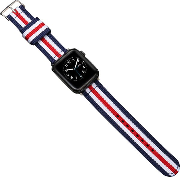 Men'S And Women'S Fashion Three-Color Stripe Apple Watch Canvas Nylon Bands