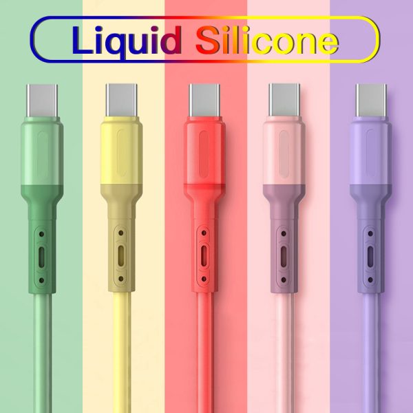 Fast Charging Type C Cable USB C Liquid Soft Silicone Mobile Phone Data Cable