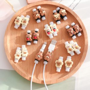 Cute Cartoon Bear And Bunny Shaped Data Cable Protective Case