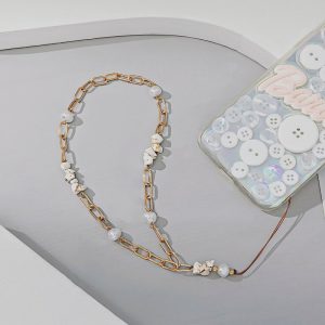 Women Simple Elegant Metal Pearl Phone Chain