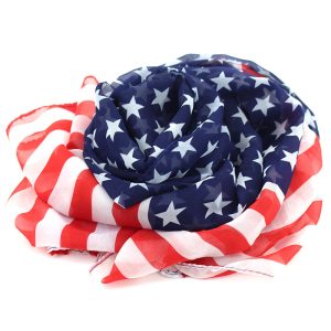 Women'S Creative American Flag Pattern Stars And Stripes Extended Chiffon Scarf