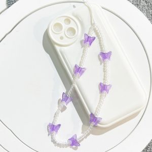 Women Simple Creative Butterfly Beaded Phone Chain