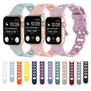 Fashion Solid Color Silicone Ring Hollow Out Apple Watch Bands