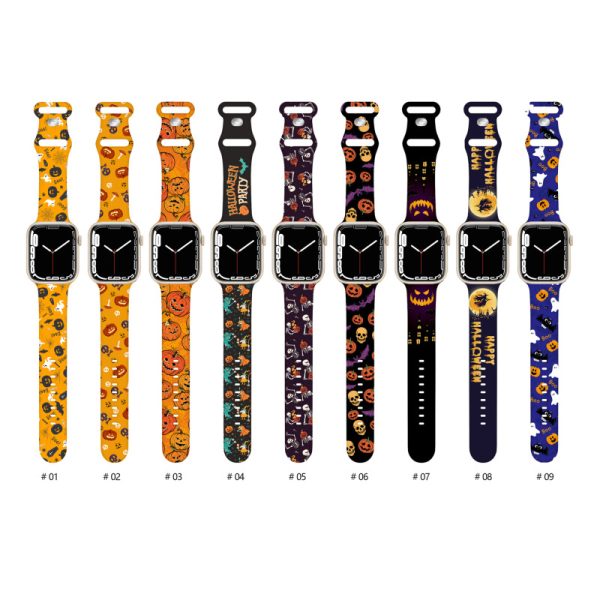 Halloween Multicolor Print Silicone Apple Watch Bands