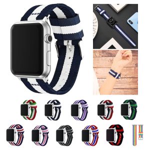 Men'S And Women'S Fashion Three-Color Stripe Apple Watch Canvas Nylon Bands