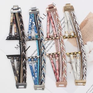Fashion Multicolor Pu Woven Apple Watch Bands