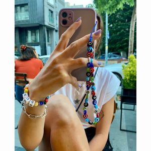 Women Fashion Colorful Eyes Beaded Mobile Phone Chain