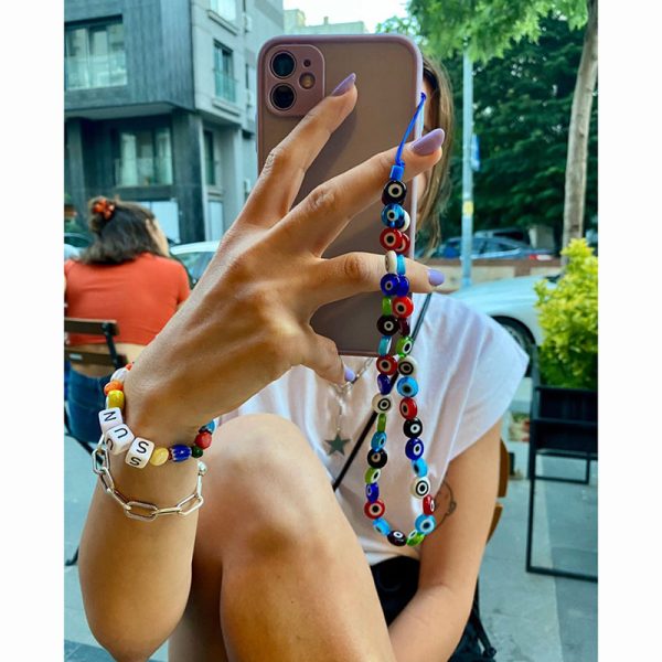 Women Fashion Colorful Eyes Beaded Mobile Phone Chain