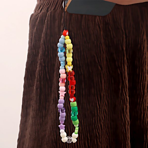Women Fashion Colorful Phone Chain Beaded Pendant