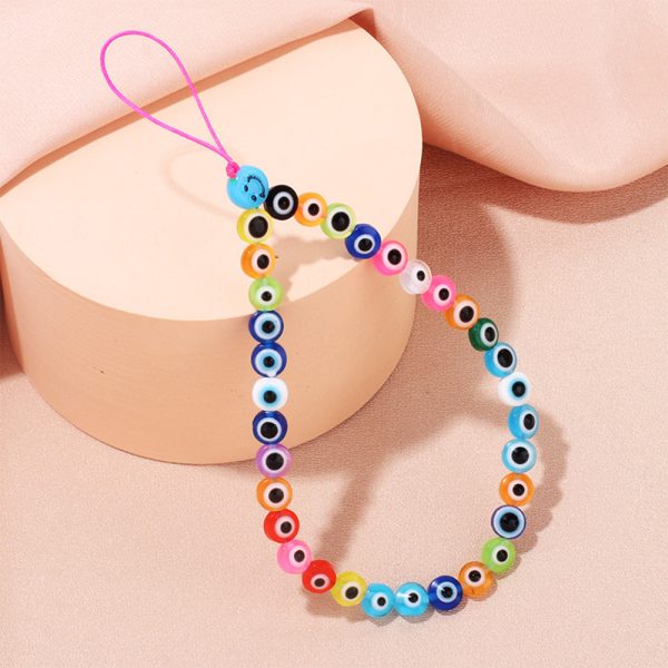 Women Fashion Luck Eyes Beaded Mobile Phone Chain Key Chain