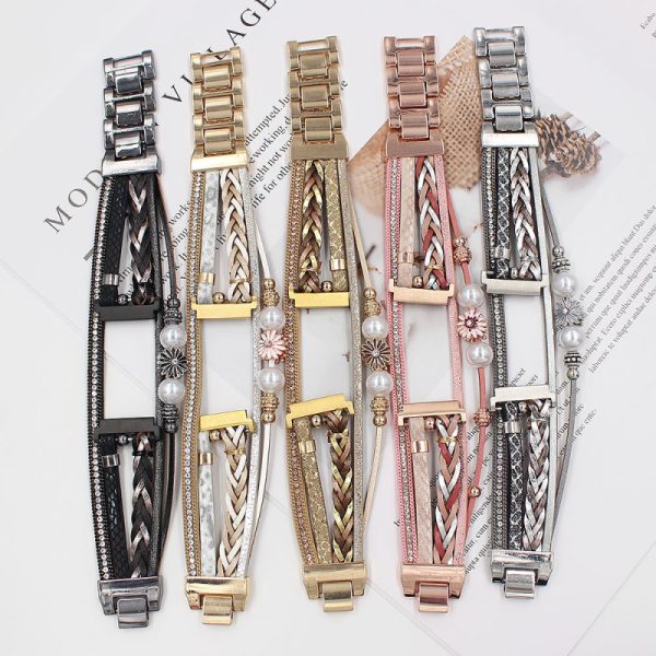 Fashion Pearl Woven Pu Apple Watch Bands