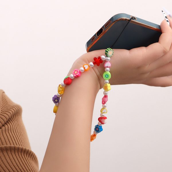 Women Fashion Simple Rainbow Beaded Phone Chain