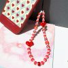 Women Fashion Red Heart Acrylic Handmade Beaded Phone Chain