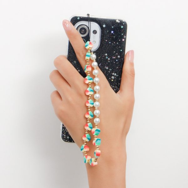 Women Fashion Simple Heart Pearl Phone Chain