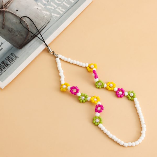 Women Fashion Simple Multicolor Floral Beads Phone Chain