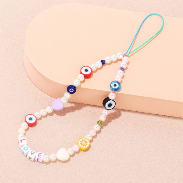 Women Fashion Luck Eyes Beaded Mobile Phone Chain Key Chain