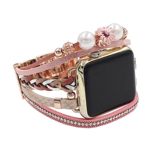 Fashion Pearl Woven Pu Apple Watch Bands