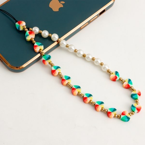 Women Fashion Simple Heart Pearl Phone Chain