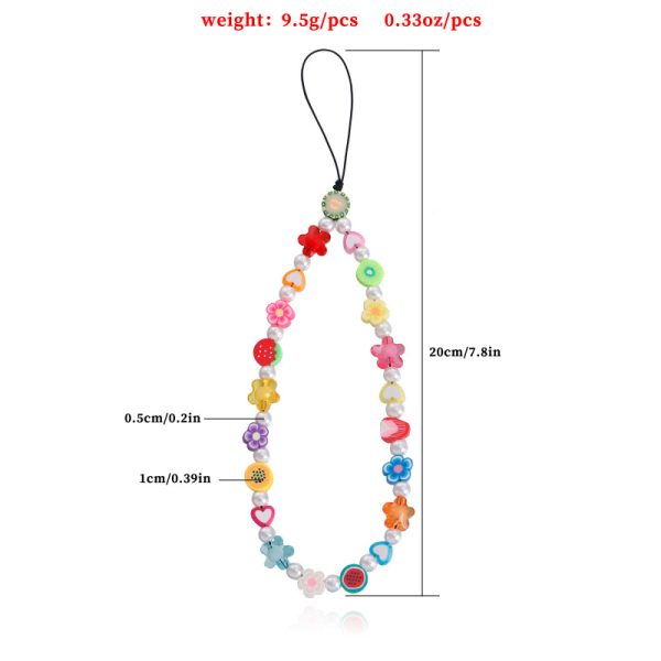 Women Fashion Simple Rainbow Beaded Phone Chain