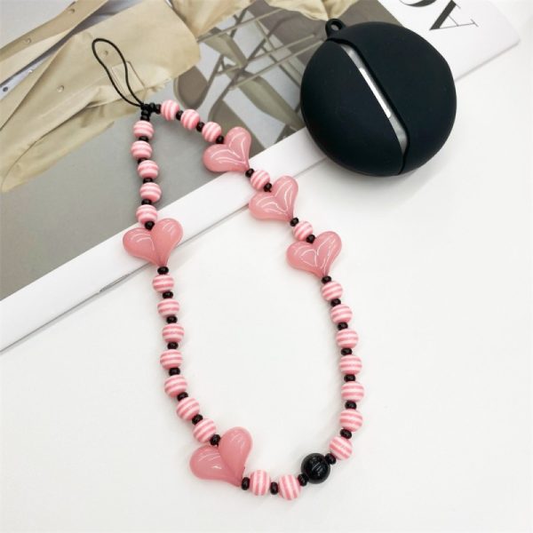 Women Fashion Simple Pink Love Phone Chain