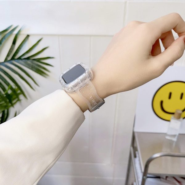 Fashion Personality Apple One-Piece Transparent Glitter Wave Watch Band