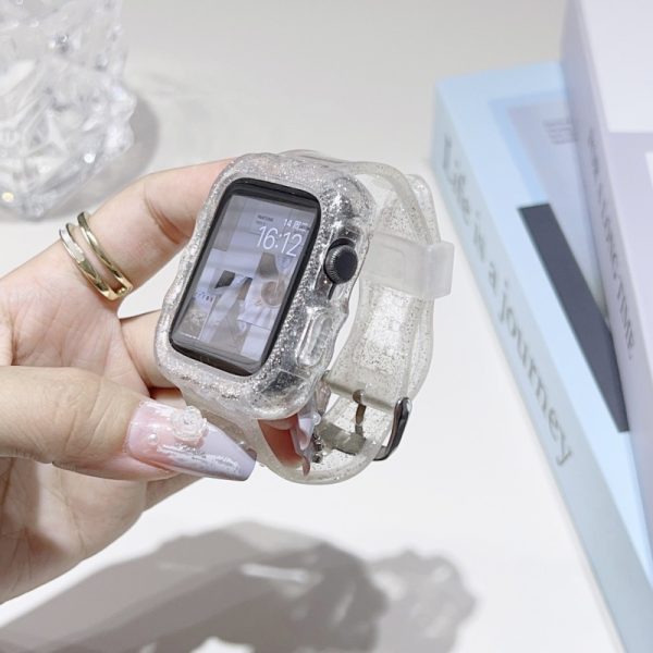 Fashion Personality Apple One-Piece Transparent Glitter Wave Watch Band